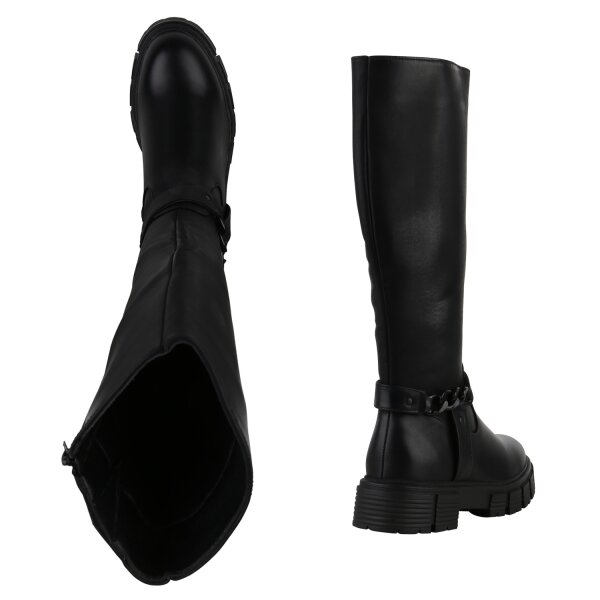 Stiefelparadies Damen Bikerstiefel in Schwarz Cyber Monday