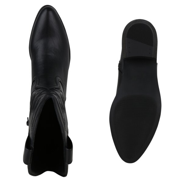 Stiefelparadies Damen Cowboy Boots in Schwarz Osterangebot
