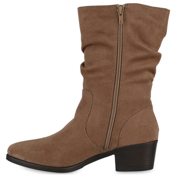 Stiefelparadies Damen Klassische Stiefel in Tan Jubiläumsangebot