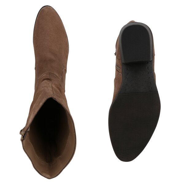 Stiefelparadies Damen Klassische Stiefel in Tan Jubiläumsangebot