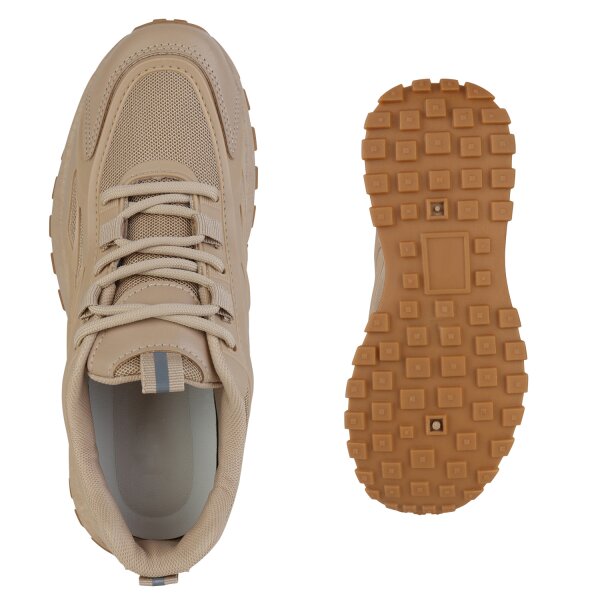 Stiefelparadies Damen Plateau Sneaker in Khaki Räumungsverkauf
