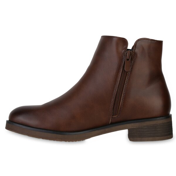 Stiefelparadies Damen Klassische Stiefeletten in Hellbraun Sonderangebote