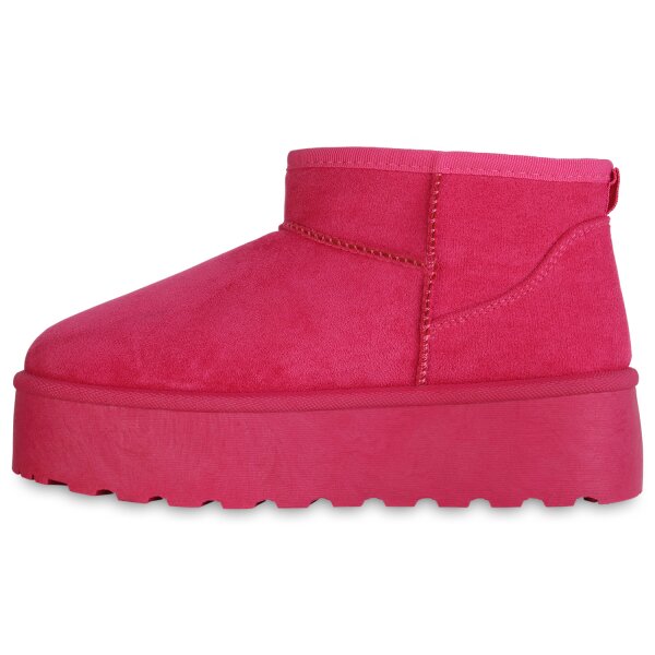 Stiefelparadies Damen Plateau Boots in Fuchsia Kostenlose Rückgabe
