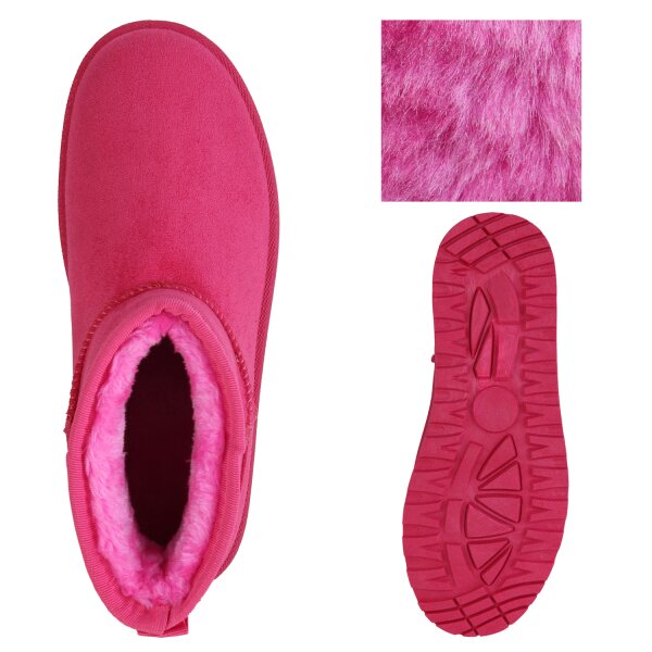 Stiefelparadies Damen Plateau Boots in Fuchsia Kostenlose Rückgabe