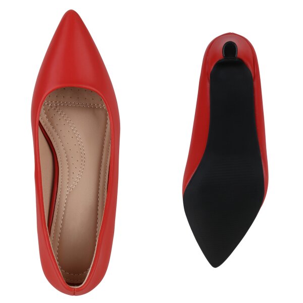 Stiefelparadies Damen Spitze Pumps in Rot Neueste Stile