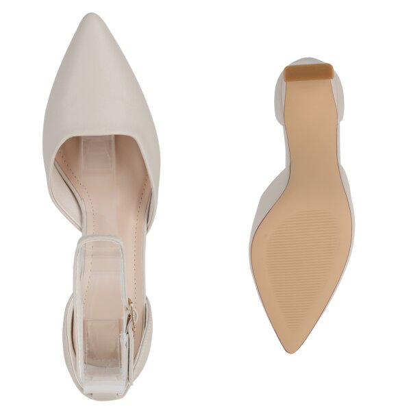 Stiefelparadies Damen Spitze Pumps in Beige Bis zu 60% Rabatt