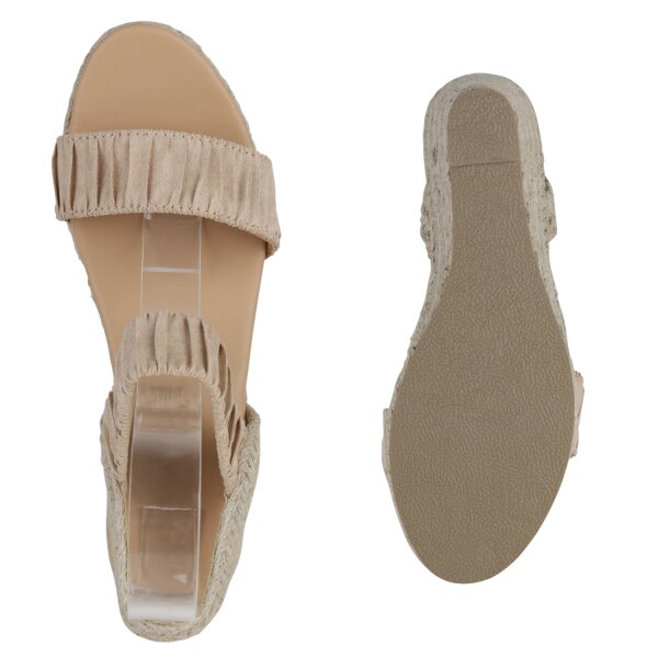 Stiefelparadies Damen Keilsandaletten in Beige Bis zu 55% Rabatt