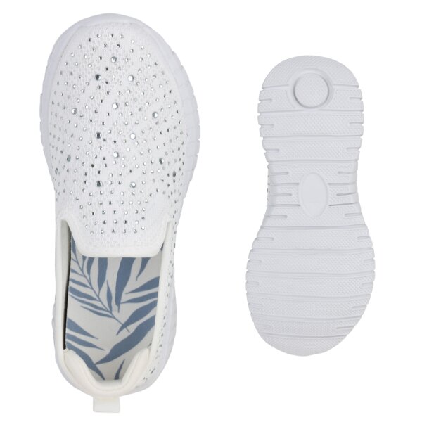 Stiefelparadies Damen Slip Ons in Weiss Discount Store für neue Produkte