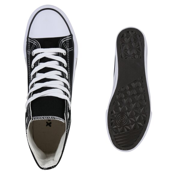 Stiefelparadies Damen Sneaker High in Schwarz Kostenloser Versand international