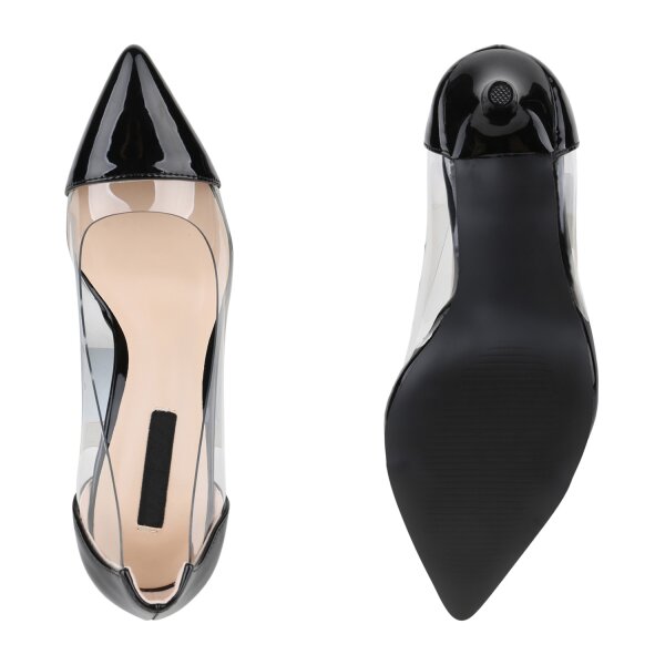 Stiefelparadies Damen Spitze Pumps in Schwarz Black Friday Preise