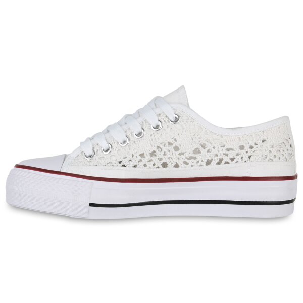 Stiefelparadies Damen Sneaker low in Weiss zollfrei