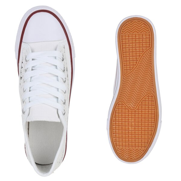 Stiefelparadies Damen Sneaker low in Weiss zollfrei