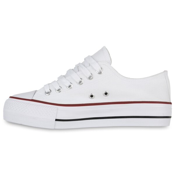 Stiefelparadies Damen Sneaker low in Weiss 50% Rabatt für begrenzte Zeit