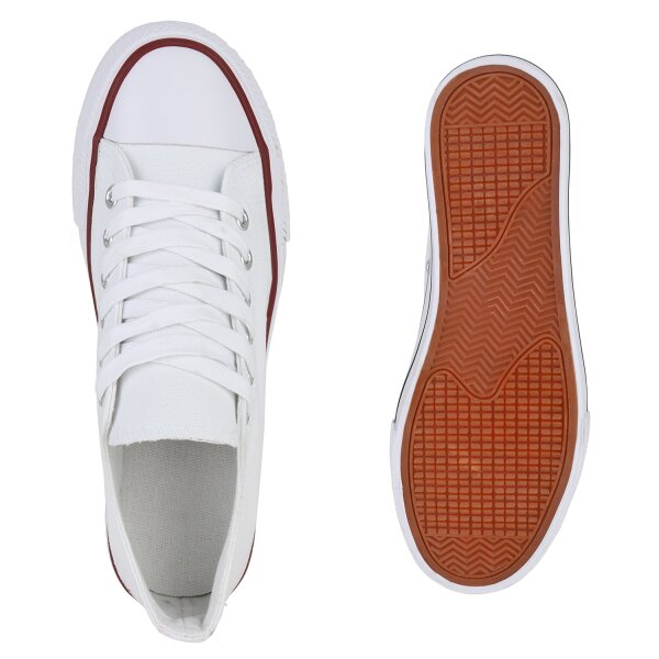 Stiefelparadies Damen Sneaker low in Weiss 50% Rabatt für begrenzte Zeit