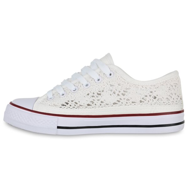 Stiefelparadies Damen Sneaker low in Weiss Rabatte dieses Monats