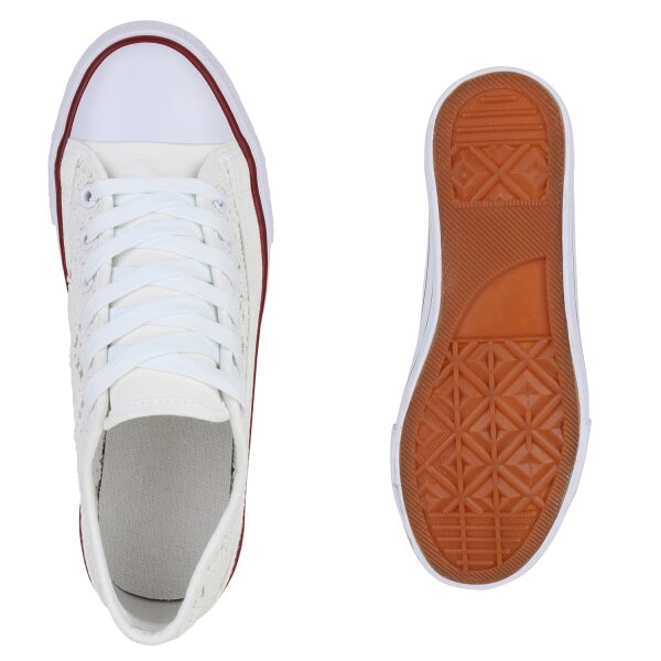 Stiefelparadies Damen Sneaker low in Weiss Rabatte dieses Monats