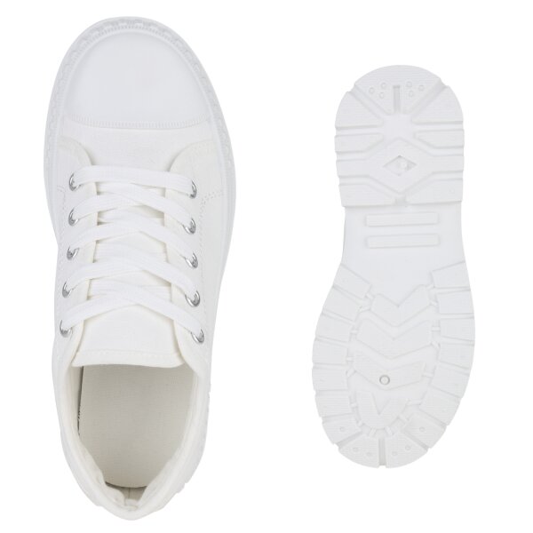 Stiefelparadies Damen Sneaker low in Weiss Outlet