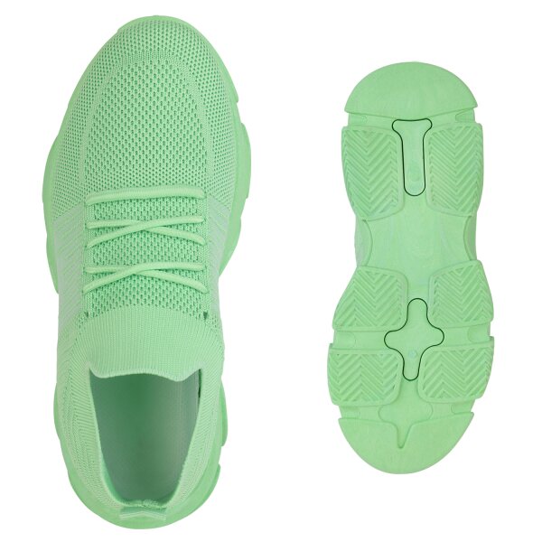 Stiefelparadies Damen Plateau Sneaker in Hellgrün Fabrikverkauf