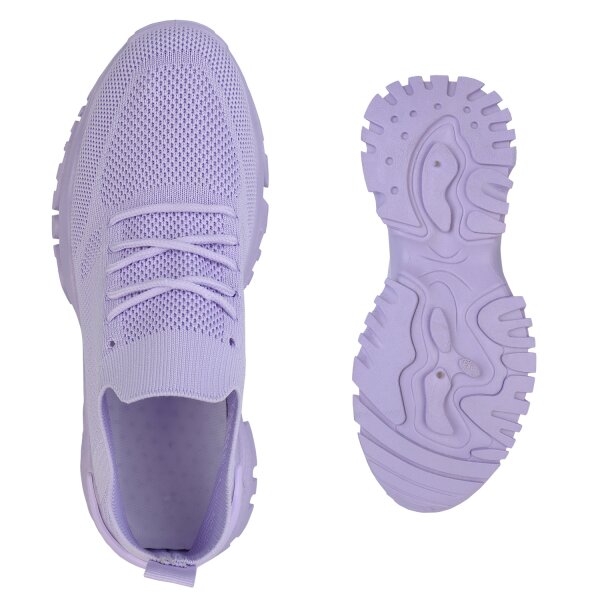 Stiefelparadies Damen Plateau Sneaker in Helllila Meist gekauft
