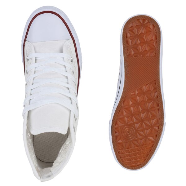 Stiefelparadies Damen Sneaker high in Weiss Blitzverkäufe