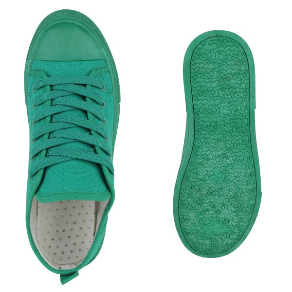 Stiefelparadies Damen Sneaker low in Grün Fabrikpreis