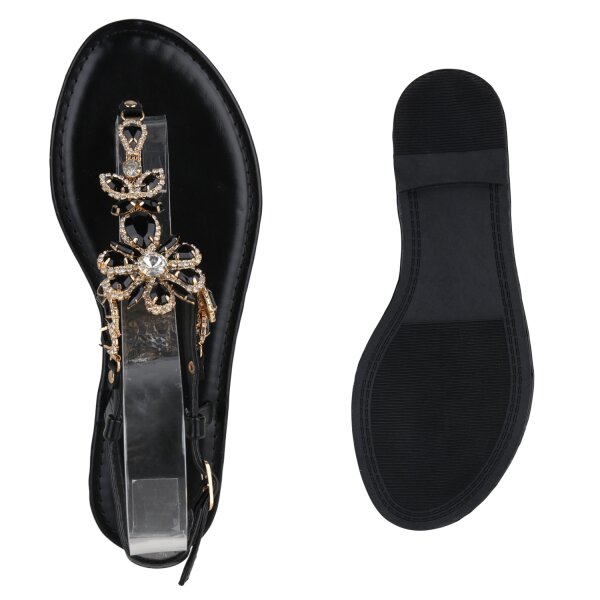 Stiefelparadies Damen Zehentrenner in Schwarz Sonderangebot