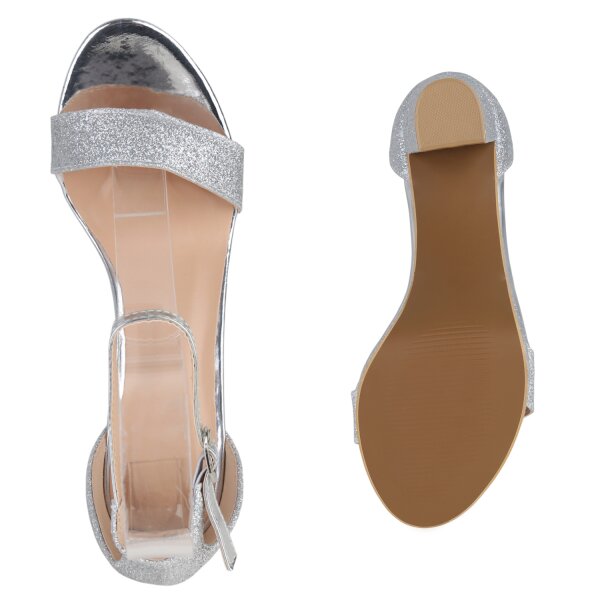 Stiefelparadies Damen Riemchensandaletten in Silber Flash Sale