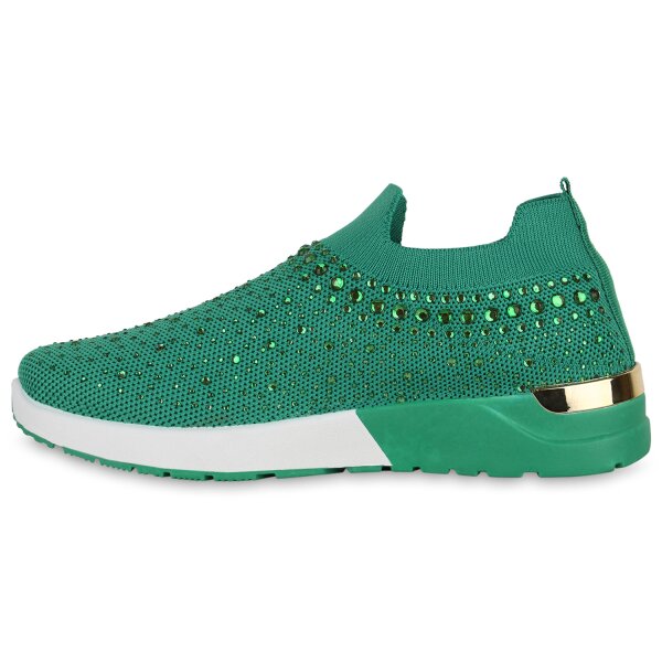 Stiefelparadies Damen Slip Ons in Grün Begrenztes Angebot