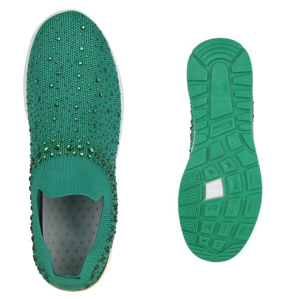 Stiefelparadies Damen Slip Ons in Grün Begrenztes Angebot