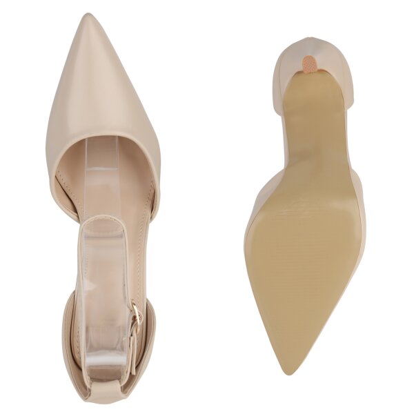 Stiefelparadies Damen Spitze Pumps in Beige Exklusivangebot