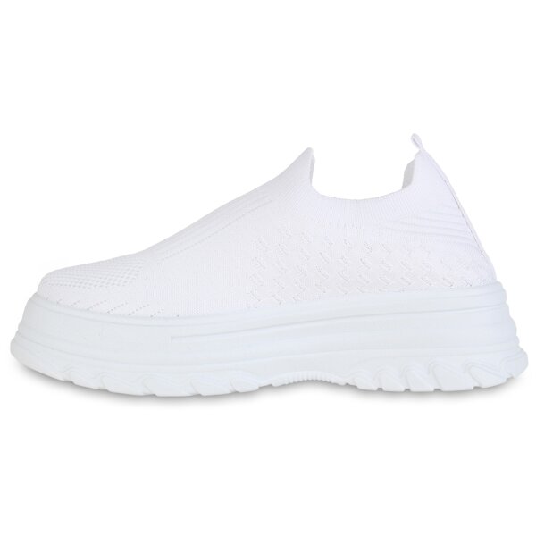 Stiefelparadies Damen Slip Ons in Weiss Saisonschlussverkauf
