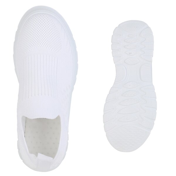 Stiefelparadies Damen Slip Ons in Weiss Saisonschlussverkauf