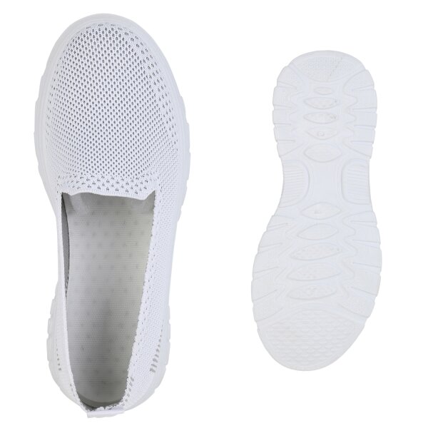 Stiefelparadies Damen Slip Ons in Weiss Black Friday