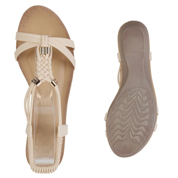 Stiefelparadies Damen Keilsandaletten in Creme Cyber Monday