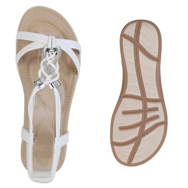 Stiefelparadies Damen Riemchensandalen in Weiss Muttertagsangebot