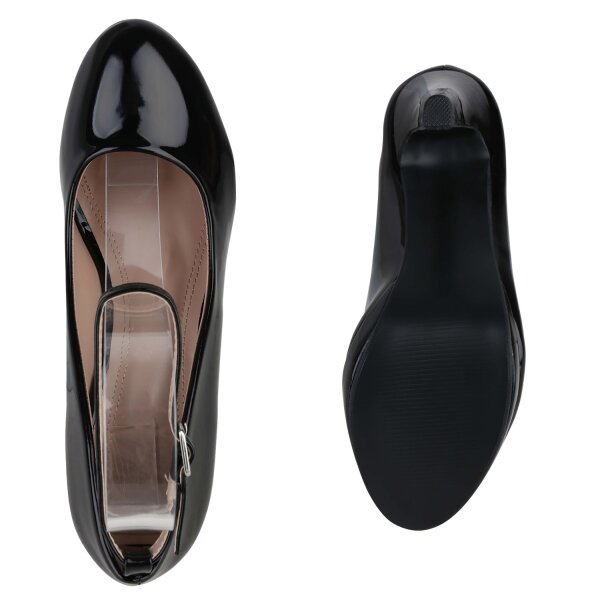 Stiefelparadies Damen Klassische Pumps in Schwarz Lack Zeitlich begrenztes Angebot