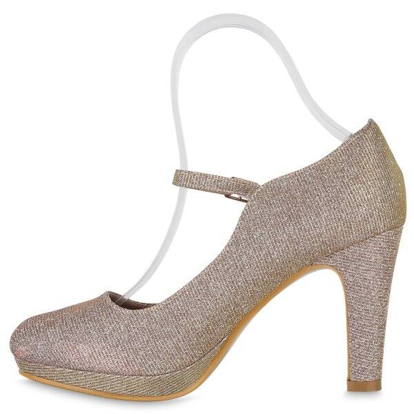 Stiefelparadies Damen Mary Janes in Rose Gold Blitzangebot