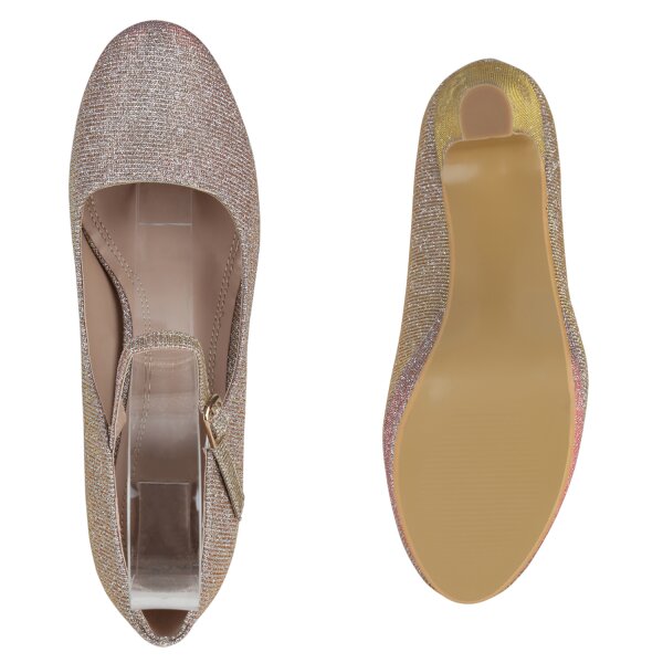 Stiefelparadies Damen Mary Janes in Rose Gold Blitzangebot