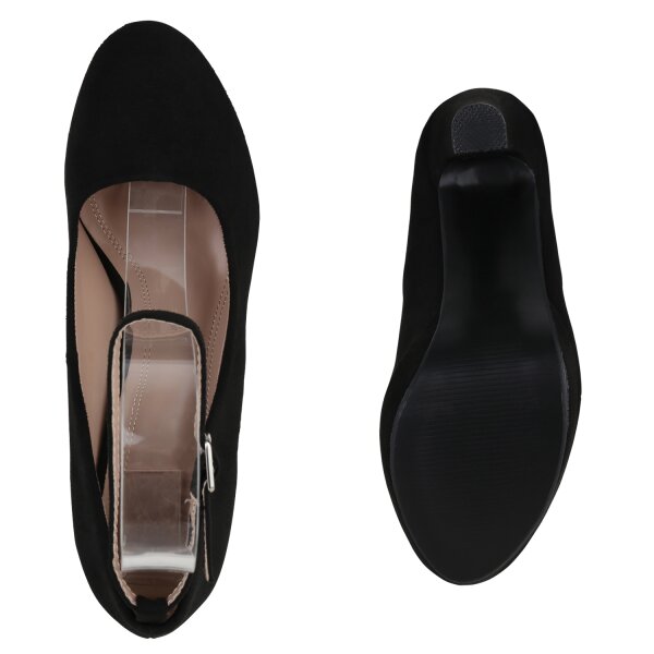 Stiefelparadies Damen Plateau Pumps in Schwarz Neuheiten