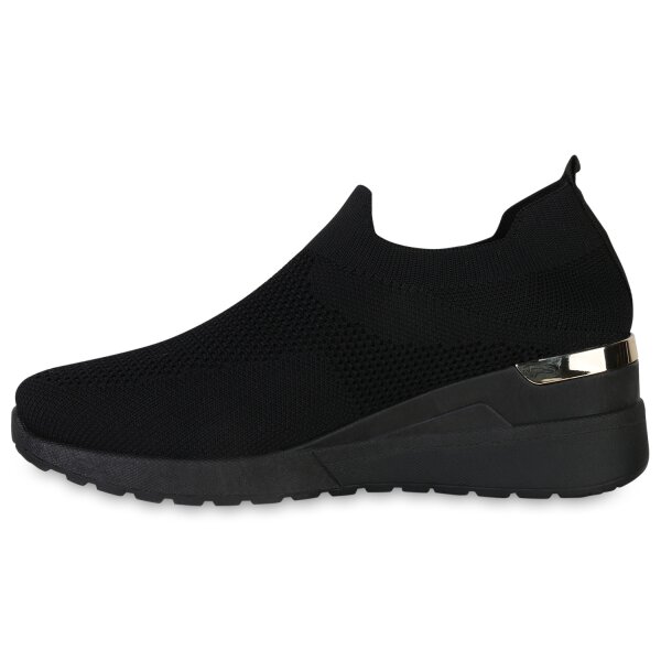 Stiefelparadies Damen Slip Ons in Schwarz Räumungsverkauf
