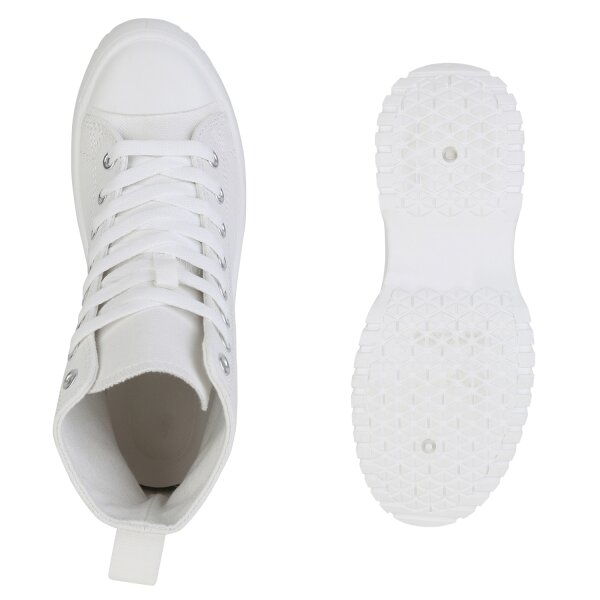 Stiefelparadies Damen Sneaker high in Weiss Kauf eins, bekomm eins gratis