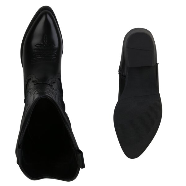 Stiefelparadies Damen Cowboystiefel in Schwarz Bis zu 60% Rabatt