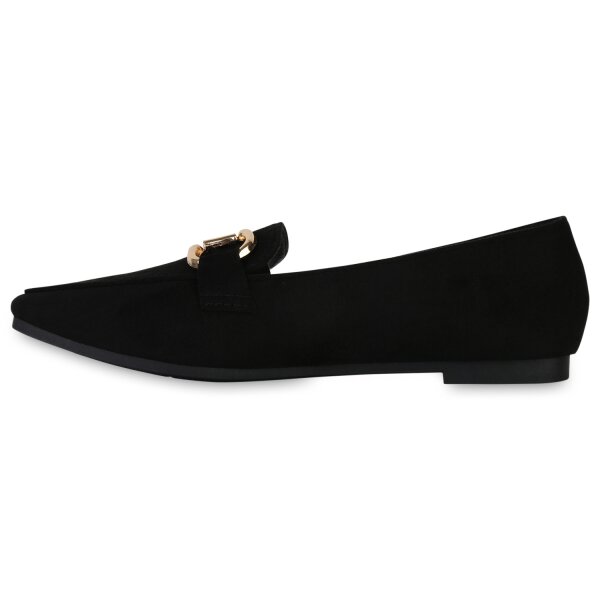 Stiefelparadies Damen Loafers in Schwarz Nur für heute