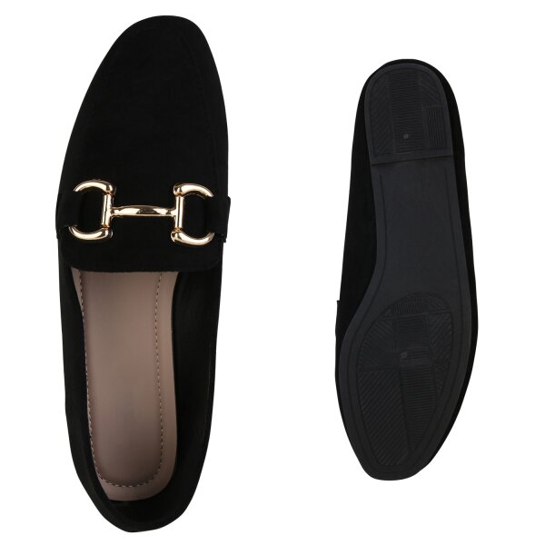 Stiefelparadies Damen Loafers in Schwarz Nur für heute