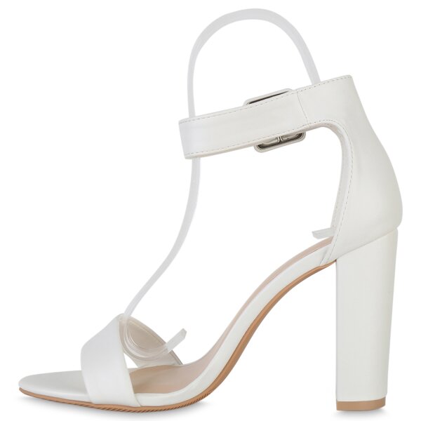 Stiefelparadies Damen Riemchensandaletten in Weiss Discount Store für neue Produkte