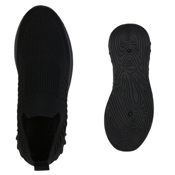 Stiefelparadies Damen Slip Ons in Schwarz Nur noch ein Tag übrig