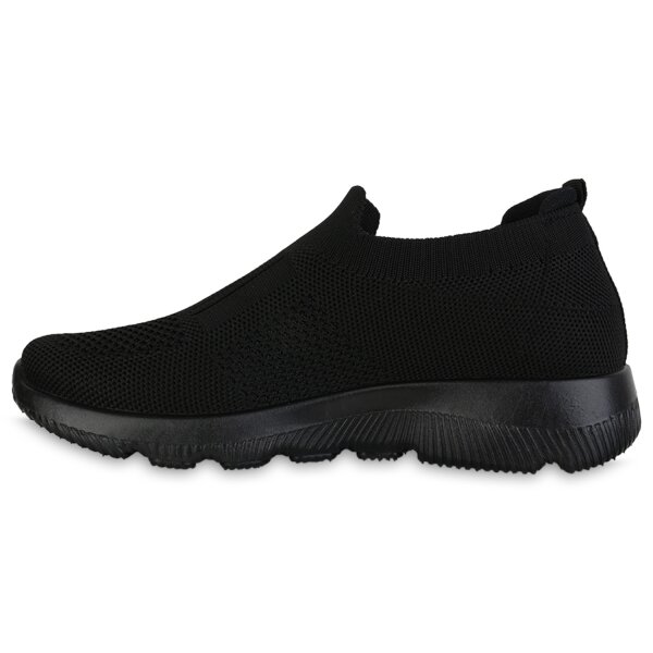 Stiefelparadies Damen Slip Ons in Schwarz Super Rabatt