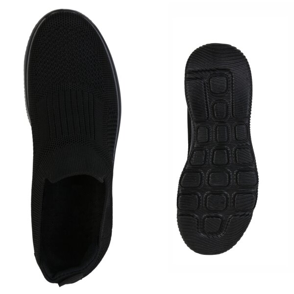 Stiefelparadies Damen Slip Ons in Schwarz Super Rabatt