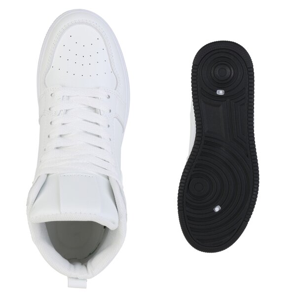 Stiefelparadies Damen Sneaker high in Weiss Riesige Rabatte