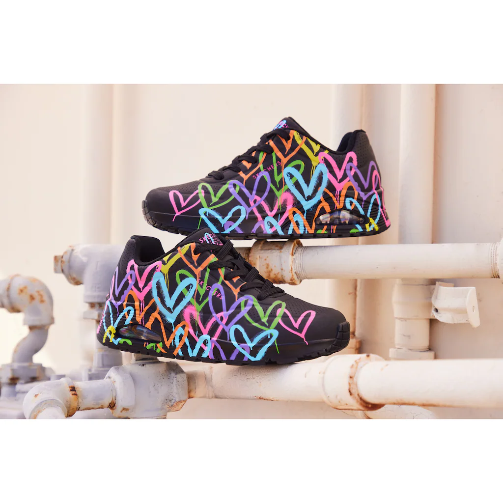 Skechers Sneaker »UNO - HIGHLIGHT LOVE« Freizeitschuh Halbschuh Schnürschuh mit Herzchen-Print ▷ für Bis zu 60% Rabatt